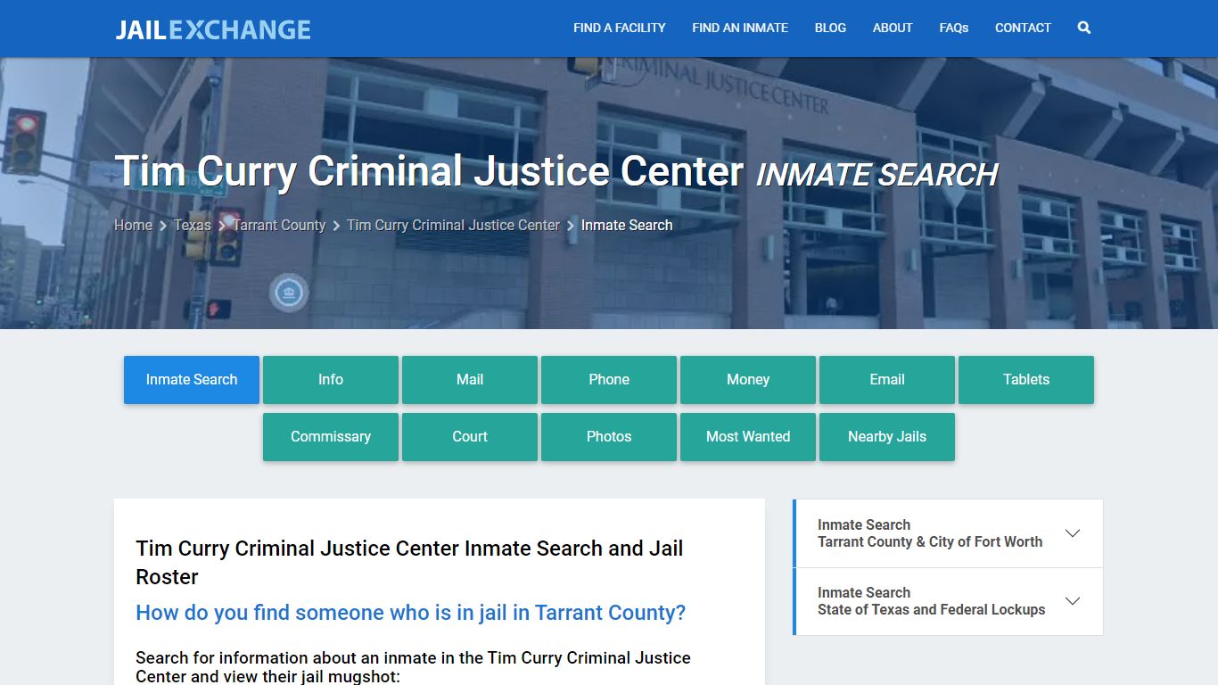 Tim Curry Criminal Justice Center Inmate Search - Jail Exchange