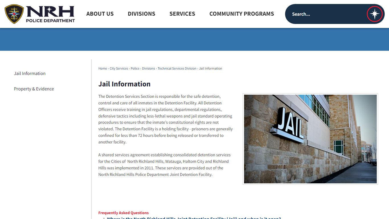 Jail Information | North Richland Hills, TX - Official Website